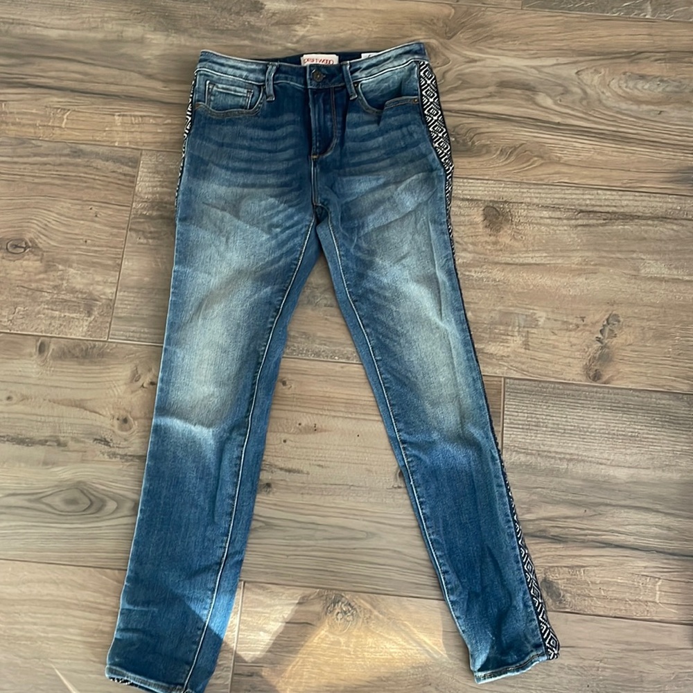 DRIFTWOOD Blue skinny jeans with pattern